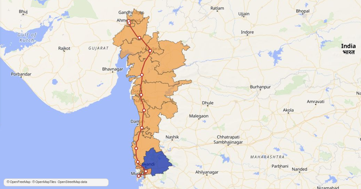 2024 Lok Sabha winners along the Mumbai-Ahmedabad high-speed rail corridor